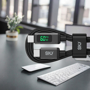 Câble de données USB-C 5A avec affichage numérique LED en nylon tressé <span class=keywords><strong>SIO</strong></span>, charge rapide PD 60W, garantie 1 an, pour téléphone portable, tablette, ordinateur - Product Image 3