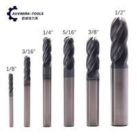 Fraise à queue sphérique 1/2 pouce à 4 cannelures en carbure monobloc, outil de fraisage CNC impérial pour le traitement de l'acier