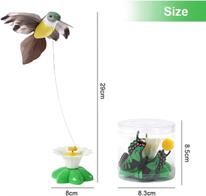Groothandel in dierbenodigdheden |   Automatisch 360 °   Roterend vogel-/vlinderkattenspeelgoed met bloembasis voor binnenspel - Product Image 3