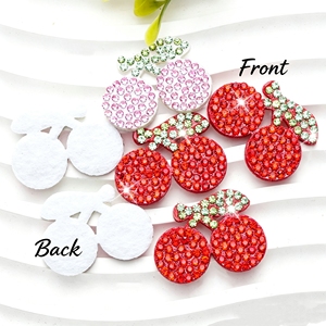 Patchs à coudre en <span class=keywords><strong>strass</strong></span> cerise rouge rose en stock, appliques en cristal de fruits pour accessoires de <span class=keywords><strong>cheveux</strong></span> DIY, décoration de vêtements, vente en gros - Product Image 4