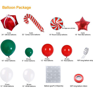Globos Navideños Verde Oscuro, Rojo y Blanco, Caja de Regalo Navideña, Globo Redondo de Caramelo, Globos de Estrella Metalizados, Artículos Navideños, Fiesta de Navidad - Product Image 3