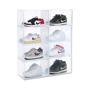 Large 9-Clear Plastic PP Stackable Shoe Storage Box Organizer Foldable Closet Shoe Rack Sneaker Container <b>Bin</b> Holder - Product Image 1