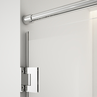 Cabine de douche sans cadre en acier inoxydable rectangulaire avec charnières, verre trempé de 8 mm, design moderne pour salle de bain d'appartement