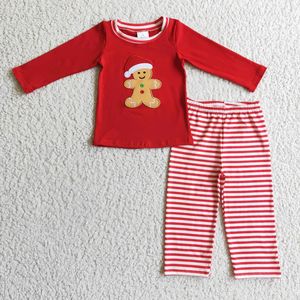 Combinaison pour bébé garçon, écologique, en spandex/coton, broderie de Noël, rayures rouges, motif pain d'épices, été - Product Image 3