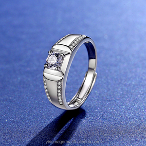 남자 약혼 반지 0.5ct 1ct 6.5mm 다이아몬드 웨딩 실버 moissanite 반지 - Product Image 4