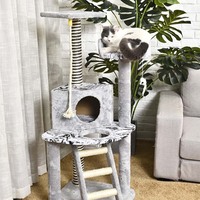 Arbre à chat gris à rayures, nouveau Design, tour personnalisée de luxe, grand arbre à chat, 2022