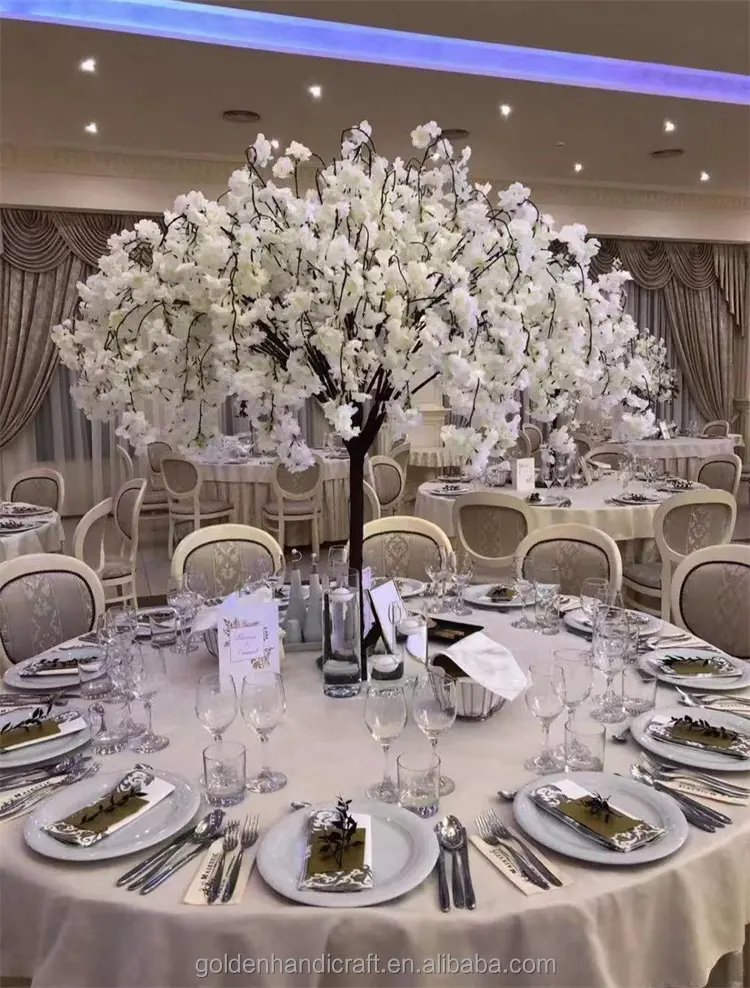 QSLH-613 rose clair Table de mariage pièce maîtresse ornement grand arbre de fleurs de cerisier arbre de soie arbre d'intérieur artificiel pour événement de fête