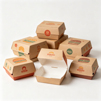 Boîte à hamburger pliable écologique et résistante en papier kraft avec impression UV et logo personnalisé pour emballage de restauration rapide à emporter