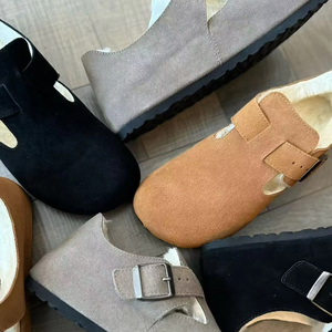 Hiver Intérieur Extérieur Bostons Warm Plush Lined Brand Slip-on Closed-toe Shoes Birkenstocks Slippers Faux Fur Lining Cork Clogs - Product Image 1