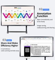 Écran plat interactif 4K UHD multi-touch LCD de 65, 75, 86 et 98 pouces, tableau de conférence intelligent pour salle de réunion de bureau