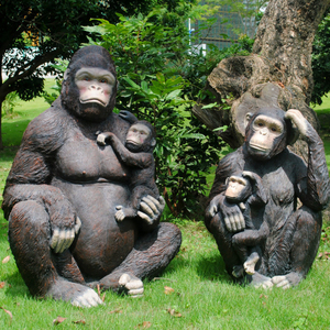 Nouvelle arrivée Design réaliste Sculpture Animal <span class=keywords><strong>Gorrila</strong></span> Statue matériau en fibre de verre réaliste Gorilla Statue - Product Image 2