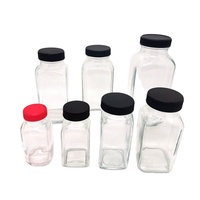 2 Oz 6 Oz 8 Oz 10 Oz 12 Oz 16 Oz Botol Kaca Minuman Persegi Perancis Bening Botol Jus Tekan Dingin dengan Tutup Sekrup Kedap Udara