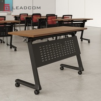Bureau de formation hybride aluminium-acier Leadcom L-F02, table de réunion modulaire à plateau rabattable pour espace de travail et séminaire