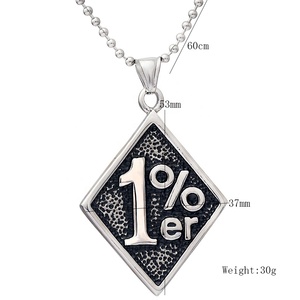Color plata Acero inoxidable geométrico Outlaw One Percenter 1% ER collar 24 pulgadas cadena motocicleta motorista hombres Punk joyería - Product Image 2