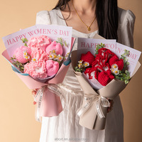 Bouquet de fleurs de carnation en crochet fait main, fil rose et rouge, fleurs éternelles, cadeau pour la fête des femmes, la fête des mères, vente en gros