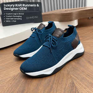 " Luxury Designer <b>shoe</b> for Men Women High Quality Peacock Blue walking <b>shoes</b> Saddle Brown Knit <b>Sneakers</b> Baskets New - Product Image 1