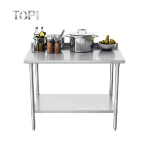 Comptoir de cuisine commercial en acier inoxydable 430/304 à double niveau, finition polie, résistant à la corrosion, capacité de charge de 300 kg/m - Product Image 3