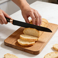 Ensemble de couteaux de cuisine 5 pièces en acier inoxydable professionnel lame enduite antiadhésive noire avec poignée à motif couteaux de chef