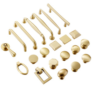 Modern Brushed <b>Brass</b> Furniture Handles <b>Knobs</b> Drawer Cabinet Pulls Ring <b>Knob</b> Set for Kitchen Bathroom Living Room Wardrobe - Product Image 1