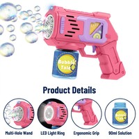 Pistolet à bulles électrique automatique avec lumière, alimenté par piles, portable, pour enfants, idéal pour les fêtes estivales en extérieur et la plage, cadeau
