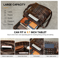Sac à bandoulière MARRANT vintage en cuir véritable gaufré crocodile pour homme, sac messager en cuir pour homme