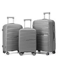 Set Koper Troli Perjalanan Multiwarna Grosir, Set Koper Bahan PP Keras dengan Roda Spinner dan Kunci TSA