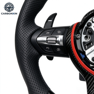 Volant sport personnalisé à 3 branches de 35 mm avec revêtement en cuir et fibre de carbone pour BMW Série 3 F30/F31/F34/F35/F80 - Product Image 4