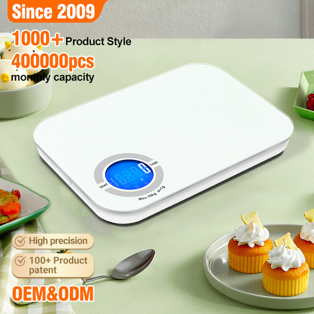 Rechargeable Glass 10kg Lcd Digital Food Kitchen Scale With Stainless Steel Bowl