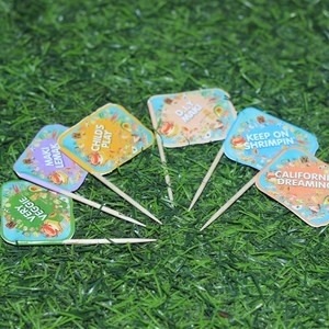 Stuzzicadenti Personalizzati con Bandierina per Cocktail con Logo Design per Decorazione Bastoncini in <span class=keywords><strong>Legno</strong></span> o Bambù 25mm*35mm o Misura Personalizzata 5000pz - Product Image 3