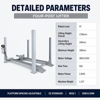 Pont élévateur 4 poteaux double largeur 12000 lb, élévateur hydraulique pour voitures, idéal pour garage et stockage à domicile