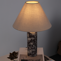 Lampe de table en marbre naturel au design moderne et épuré pour chambre à coucher, salon, bureau, hôtel, éclairage d'ambiance