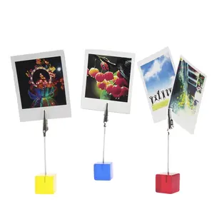 Vente en gros, cube personnalisé, porte-photo en acrylique, support à clip pour mémo photo de table, support pour photo