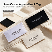 Étiquette de col en coton à bords ondulés pour vêtements d'enfants et de femmes avec logo personnalisé imprimé à l'écran sur tissu mat doux