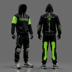 Conjunto de sudadera con capucha y pantalones de chándal con logotipo bordado personalizado para hombre (2 uds) - Product Image 6