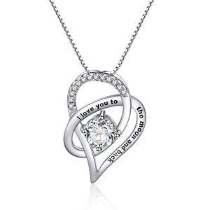Q683 gioielli di San Valentino ti amo alla luna e al cuore posteriore collane con ciondolo <span class=keywords><strong>in</strong></span> zircone cubico - Product Image 1