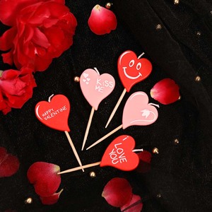 Bougies d'anniversaire personnalisées en paraffine écologique en forme de petit cœur <span class=keywords><strong>rouge</strong></span> pour la Saint-Valentin, Noël, la remise des diplômes - Décoration de gâteau - Product Image 2