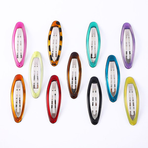 Oval Hair <b>Clip</b> 10 Cm Plastic Resin Women Daily Use Solid Color Side <b>Clip</b> For Bangs And Loose Hair - Product Image 1
