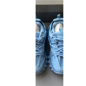 <b>Light</b> Blue Chunky Techwear Sneakers, Men/<b>Women</b> Monochrome Mesh Platform Shoes, Streetwear Lace-<b>up</b> Casual <b>Trainers</b> - Product Image 2