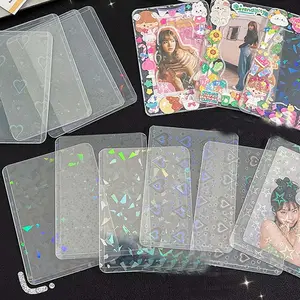 Holographic Little Star Heart Shape PVC Soft Kpop Gift Transparent Photocard Holder Laser Flashing Protective Cover Card Sleeves