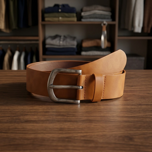 100% Cow Hide <b>Men's</b> <b>Belts</b> Eco Friendly Vintage Solid Pattern Square Steel Buckle Heavy Duty Waterproof Reversible Breathable - Product Image 1