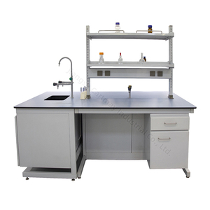 Adjustable Epoxy Resin Lab Workbenches White Computer Laboratory Instrument Tables With Power For Hospital And School Use - Product Image 1
