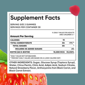 Personalización de fábrica Biotina natural 10000mcg Suplemento Gomitas de biotina sin gluten Soporte Energía celular normal - Product Image 2