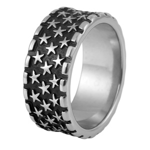 Anillo de Acero de Titanio con Patrón de Estrellas, Joyería de Moda para Mujer, Regalo, Diseño Geométrico, Banda de Acero Inoxidable, Estilo Punk Retro Elegante - Product Image 5