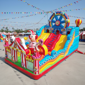 Château gonflable commercial Clown de <span class=keywords><strong>Cirque</strong></span> avec double toboggan, aire de jeux gonflable pour enfants, parc de jeux gonflables amusant - Product Image 1