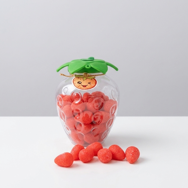 3D Strawberry Shape Fruity Bubble Gum with Jam Filling Multi-Colored Custom Packaging Kids Party Candy Wholesale