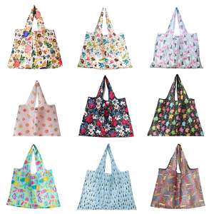 Custom Foldable Striped <b>Long</b> Handle Eco-friendly Ripstop Reusable Extra Large Shoulder Closure Polyester Shopping <b>Bags</b> - Product Image 1