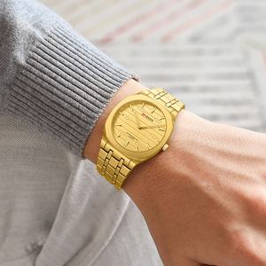 Reloj de Cuarzo de Acero Inoxidable de Alta Calidad, Nuevo, de Lujo, Deportivo, para Hombre, con Patrón 3D, Dorado, Simple, de 38 mm - Product Image 4