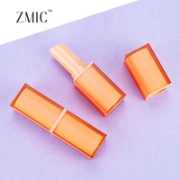 Tubes de rouge à lèvres carrés vides 3g, translucides, biseautés, en plastique, pour baume à lèvres, avec logo personnalisé