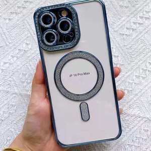 Venta caliente diamante magnético TPU brillante brillo claro teléfono caso para <span class=keywords><strong>Samsung</strong></span> A16 A06 A24 A34 A54 - Product Image 6