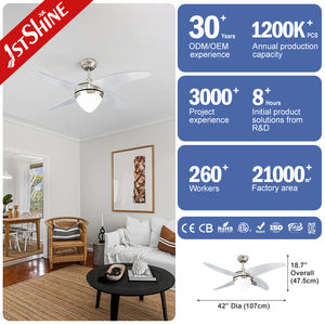 1stshine Ventilateur de plafond 4 pales MDF Design fantaisie Ventilateur de plafond télécommandé avec lumière LED - Product Image 3